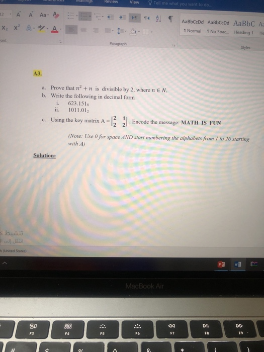 Solved Review View Tell Me What You Want To Do 12 A A Chegg Com