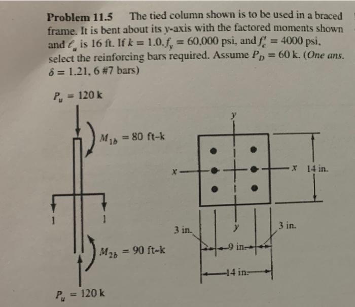 Solved Problem 11.5 The tied column shown is to be used in a | Chegg.com