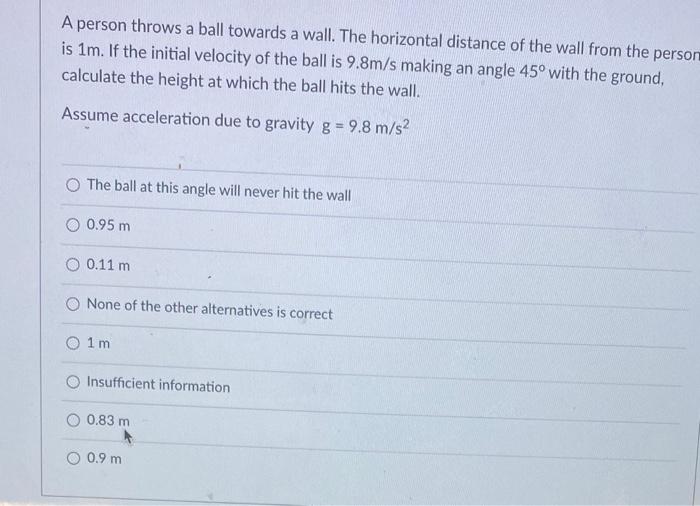 Solved A person throws a ball towards a wall. The horizontal | Chegg.com