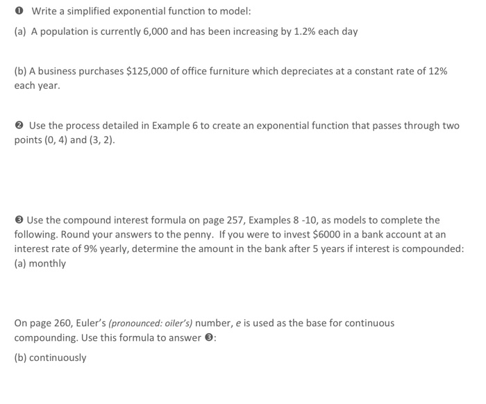 Solved o Write a simplified exponential function to model: | Chegg.com