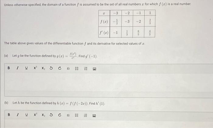 Solved The Table Above Gives Values Of The Differentiable