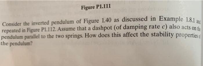 Solved Figure P1.111 Consider the inverted pendulum of | Chegg.com