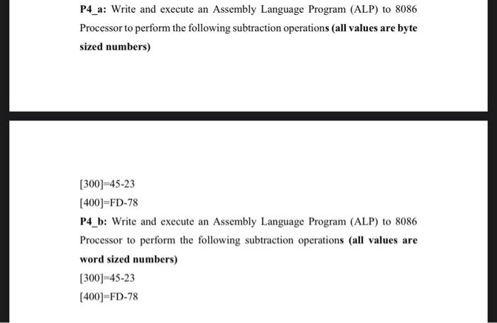 Solved P4_a: Write and execute an Assembly Language Program | Chegg.com
