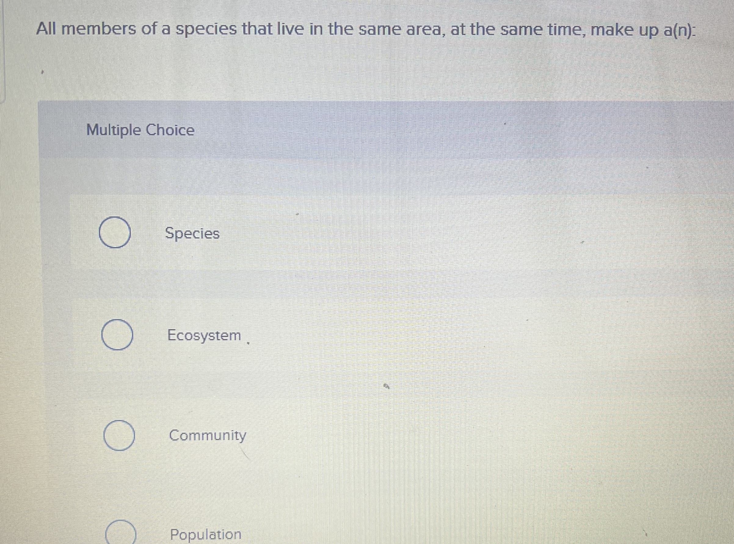 Solved All members of a species that live in the same area, | Chegg.com