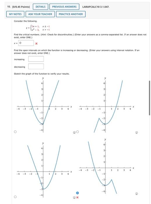 Solved 11. [-/0.45 Points) DETAILS LARAPCALC10 3.1.054.MI. | Chegg.com