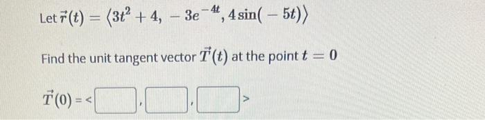 Solved Let R T 3t2 4 −3e−4t 4sin −5t Find The Unit