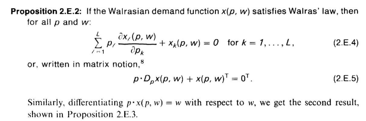 Solved 2 Proposition 2.E.2: If the Walrasian demand function | Chegg.com