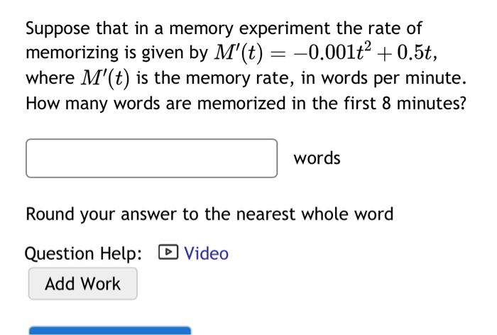 Solved Suppose That In A Memory Experiment The Rate Of | Chegg.com