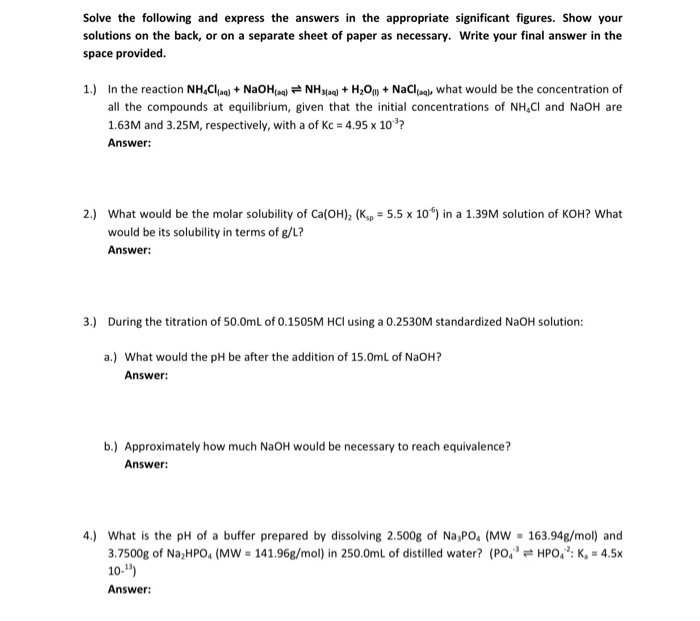 Solved Solve the following and express the answers in the | Chegg.com