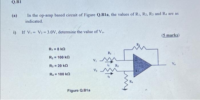 Solved Q.B1 In The Op-amp Based Circuit Of Figure Q.Bla, The | Chegg.com