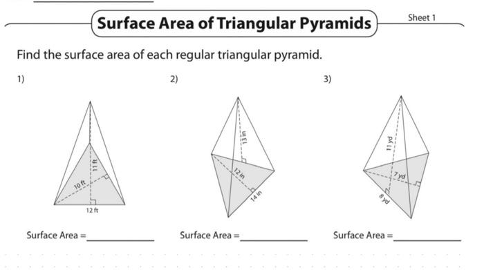 surface area of triangle