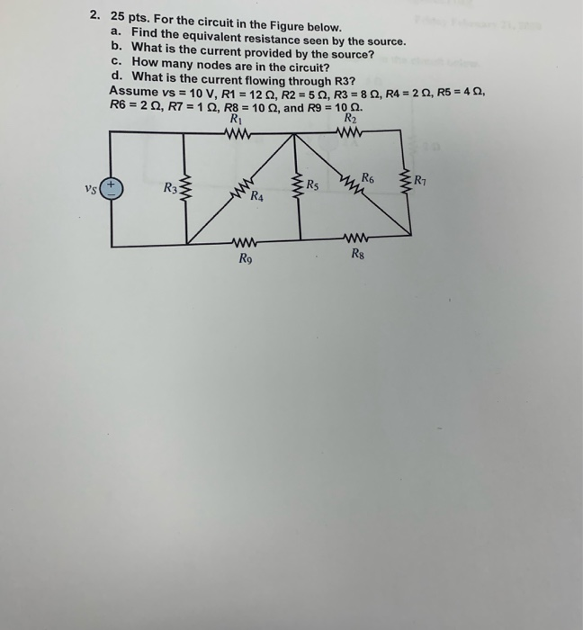 Solved 2. 25 pts. For the circuit in the Figure below. a. | Chegg.com