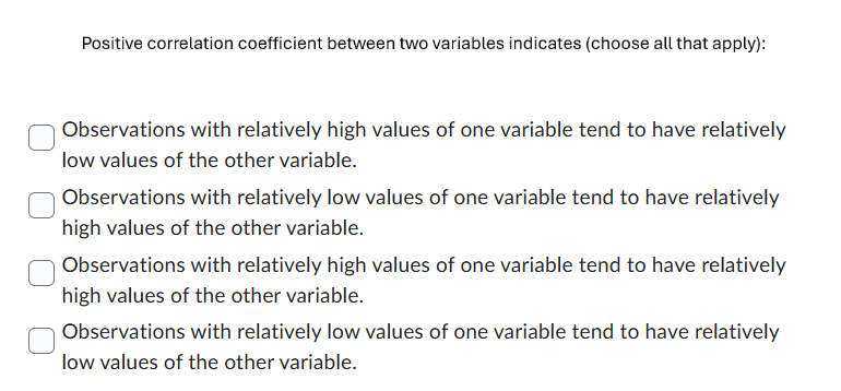 Solved Positive correlation coefficient between two | Chegg.com