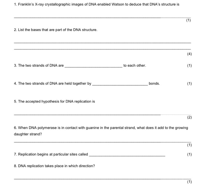 Solved 1. Franklin's X-ray crystallographic images of DNA | Chegg.com