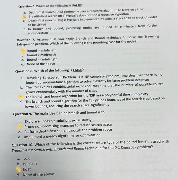 Solved Question 1. Which of the following can be solved by | Chegg.com