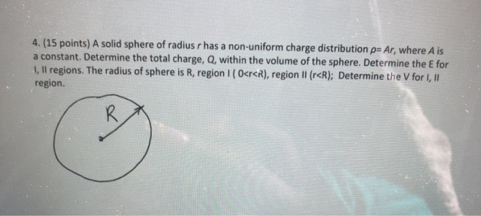 Solved 4. (15 points) A solid sphere of radius r has a | Chegg.com