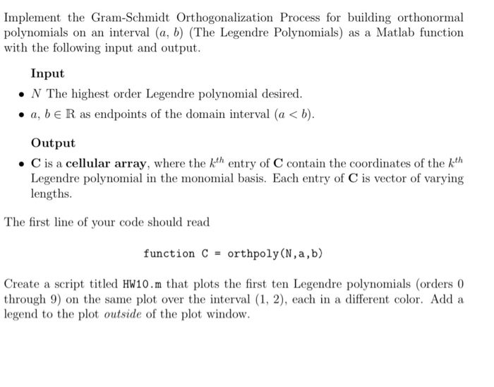 Implement The Gram-Schmidt Orthogonalization Process | Chegg.com