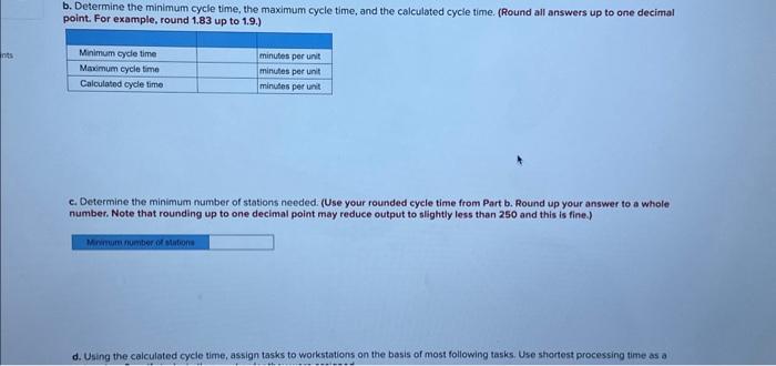 Solved b. Determine the minimum cycle time, the maximum | Chegg.com