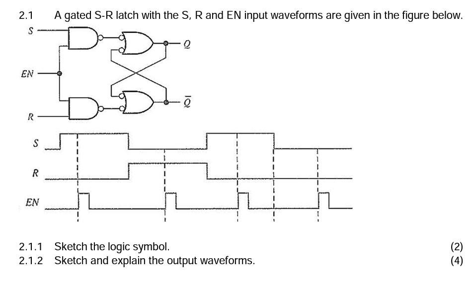 Solved 2.1 A gated S-R latch with the S, R and EN input | Chegg.com