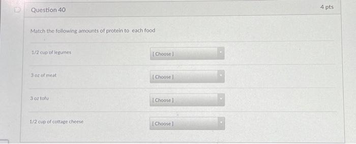 Solved Question 40 4 pts Match the following amounts of | Chegg.com