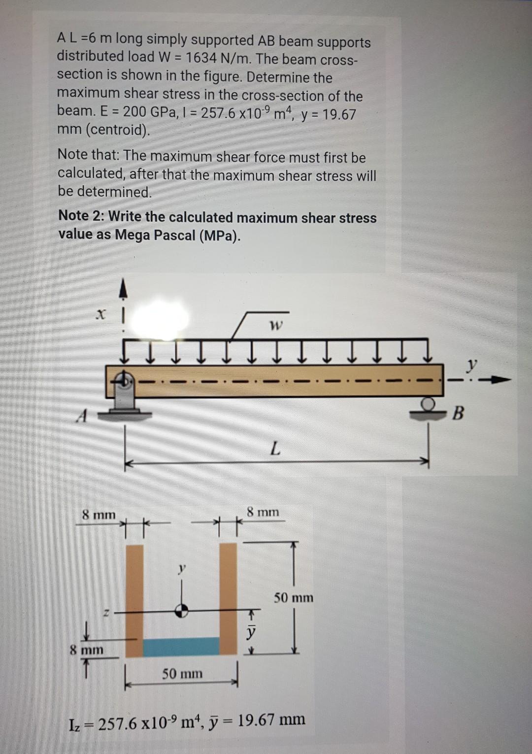 Solved AL=6 M Long Simply Supported AB Beam Supports | Chegg.com