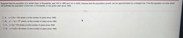 Solved Suppose that the population of a certain town, in | Chegg.com