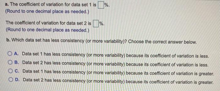 Solved Consider The Following Two Sample Data Sets. A. | Chegg.com