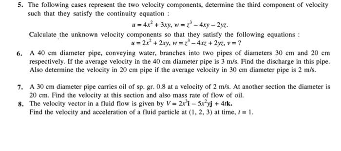 Solved 5. The following cases represent the two velocity | Chegg.com