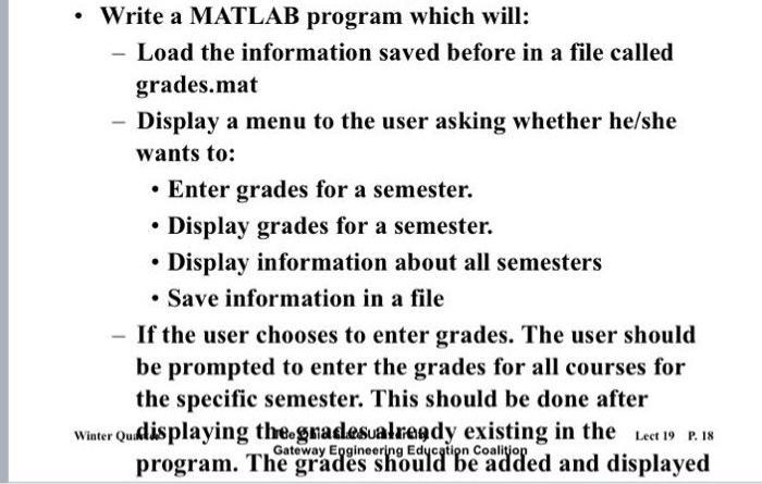Solved • Write a MATLAB program which will: - Load the | Chegg.com