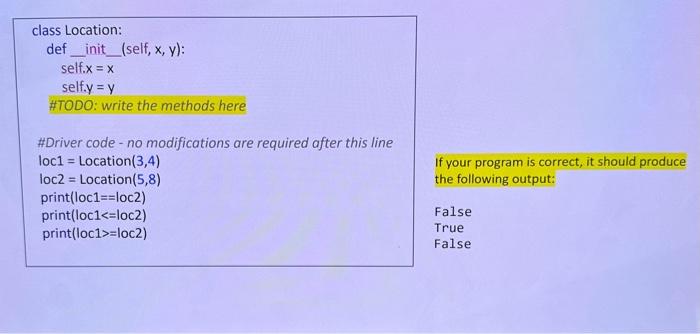 Solved For the given 'Location' class (on the next slide), | Chegg.com
