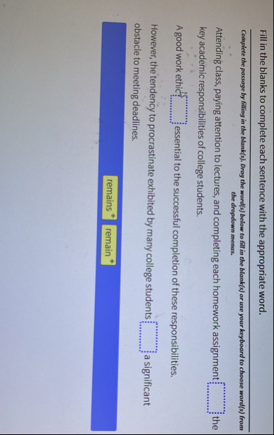 Solved Fill in the blanks to complete each sentence with | Chegg.com