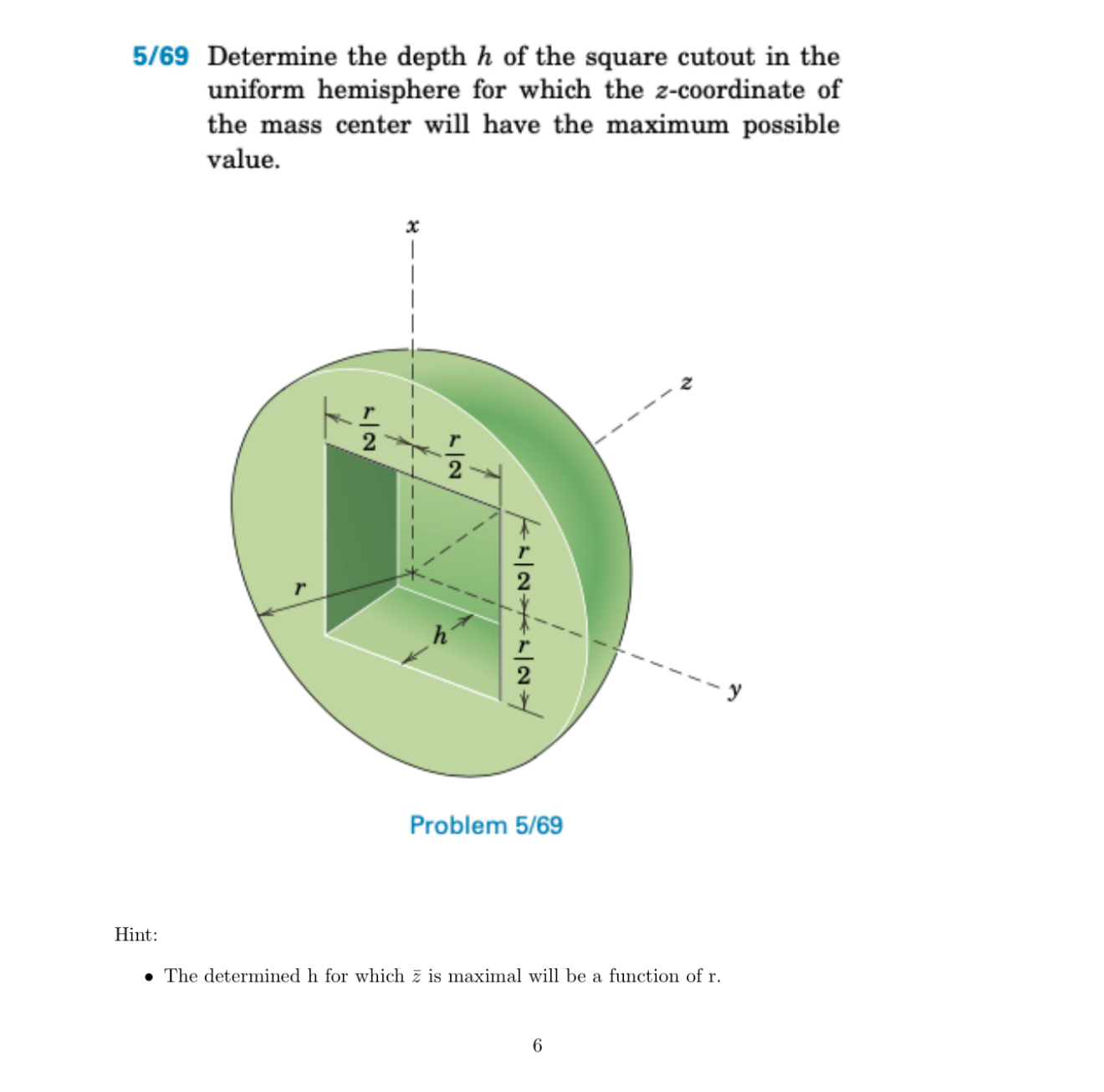 5/69 ﻿Determine the depth h ﻿of the square cutout in | Chegg.com