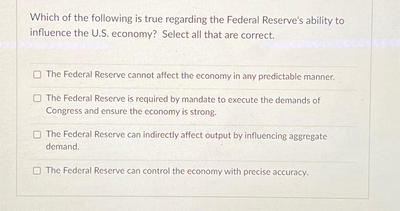 Solved Which of the following is true regarding the Federal | Chegg.com