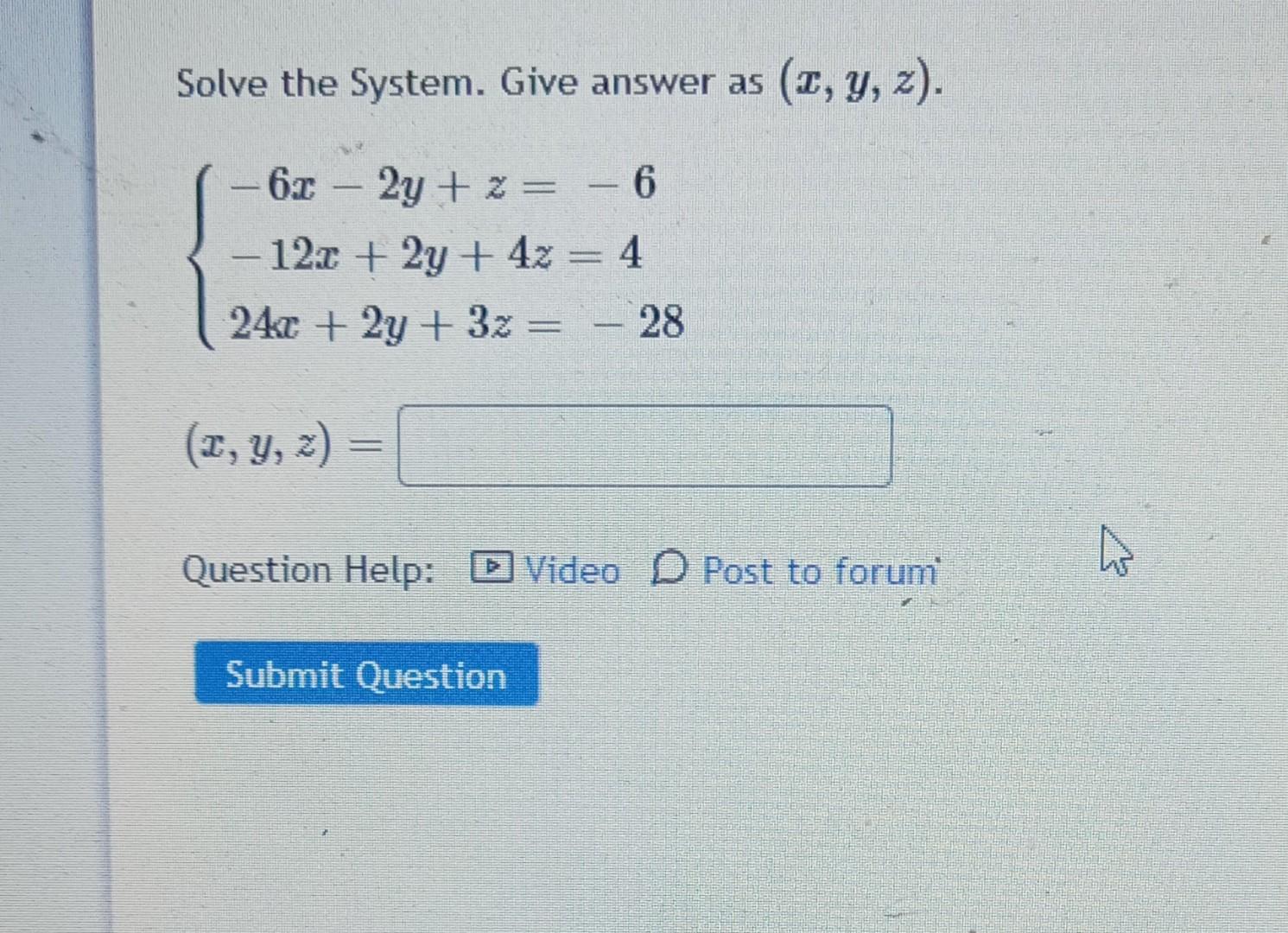 Solved Solve the system. Use System of Linear equations for | Chegg.com