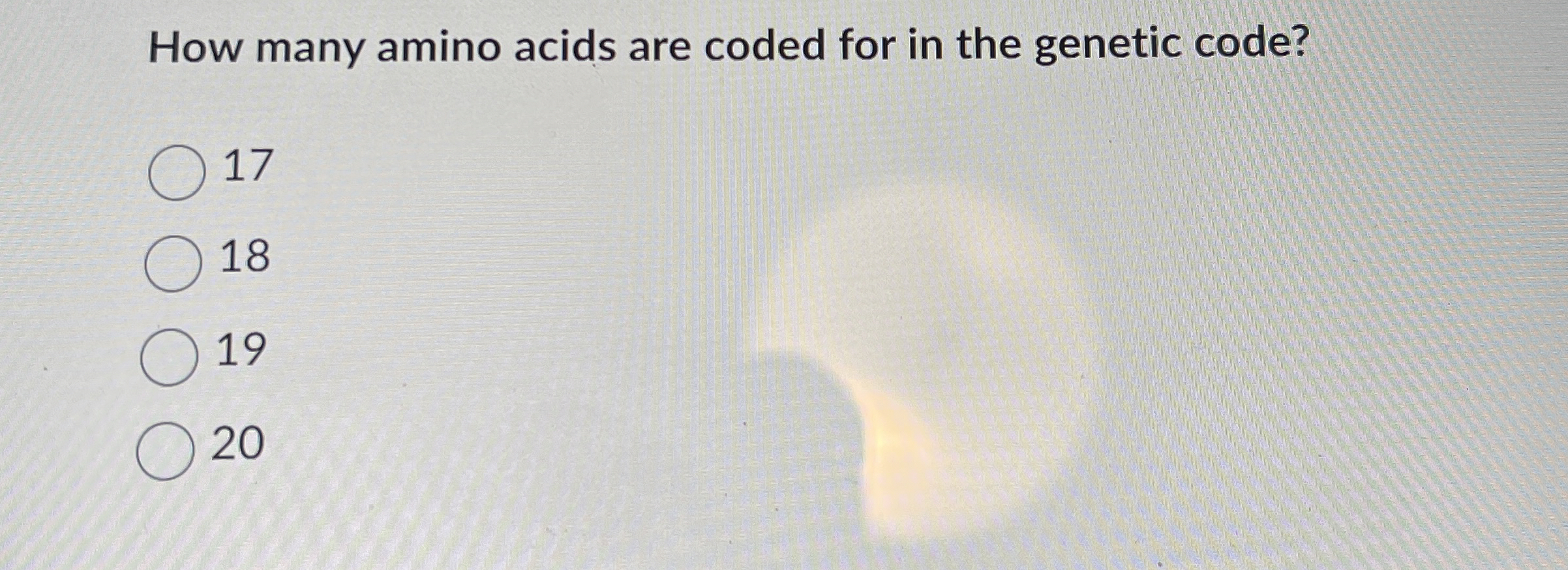 Solved How many amino acids are coded for in the genetic | Chegg.com
