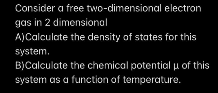 Solved Consider a free two-dimensional electron gas in 2 | Chegg.com