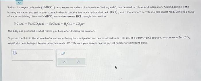 Solved Sodium Hydrogen Carbonate (NaHCO3 ), Also Known As | Chegg.com