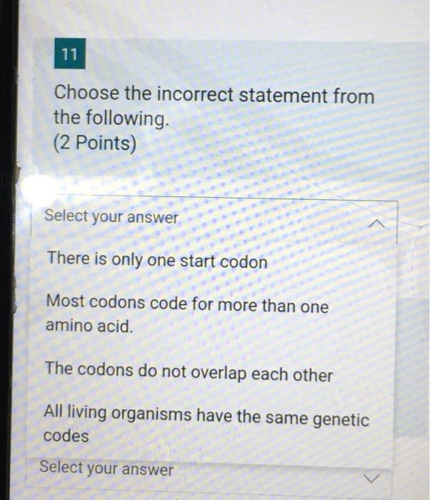 Solved 11 Choose the incorrect statement from the following. | Chegg.com