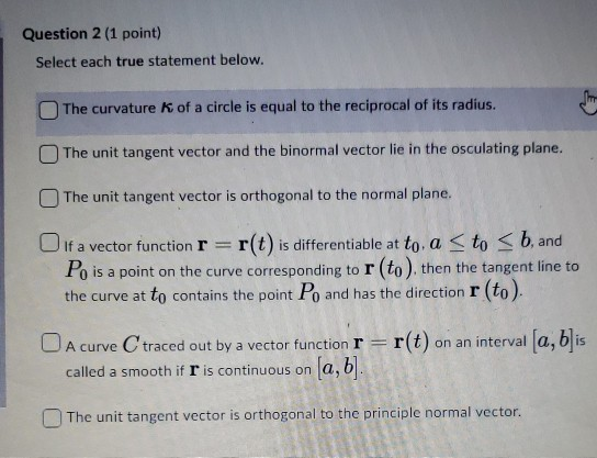 Solved Question 1 (1 point) Select each true statement | Chegg.com