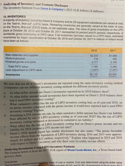 Solved _ Analyzing of Inventory and Footnote Disclosure The