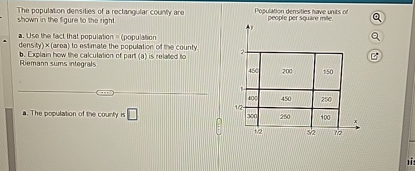Solved The population densities of a reclangular county are | Chegg.com
