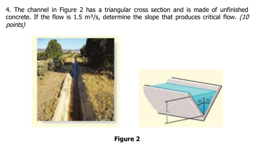 Solved The channel in Figure 2 has a triangular cross | Chegg.com