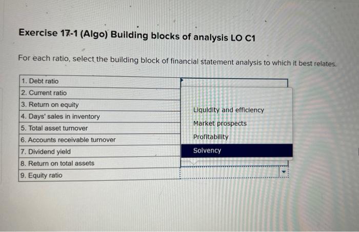 Solved Exercise 17-1 (Algo) Building Blocks Of Analysis LO | Chegg.com