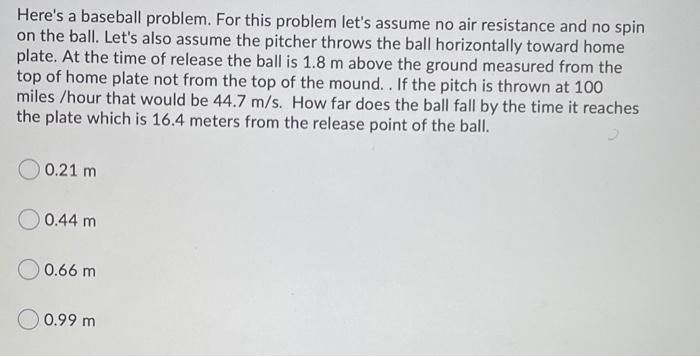 Solved Here's a baseball problem. For this problem let's | Chegg.com