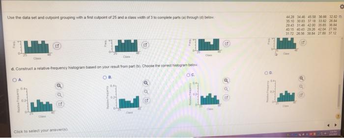 Solved Use the data set and cutpoint grouping with a first | Chegg.com