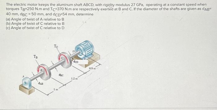 Solved The electric motor keeps the aluminum shaft ABCD, | Chegg.com
