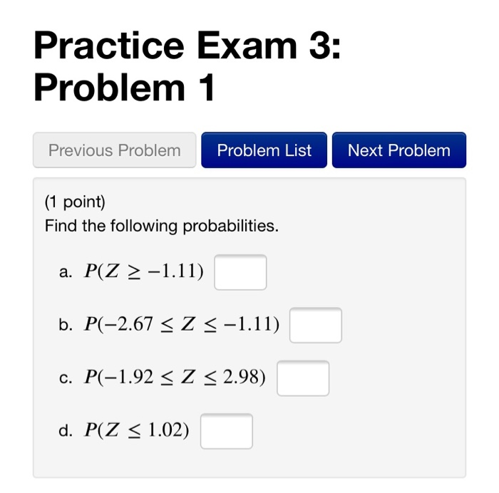 Solved Practice Exam 3: Problem 1 Previous Problem Problem | Chegg.com