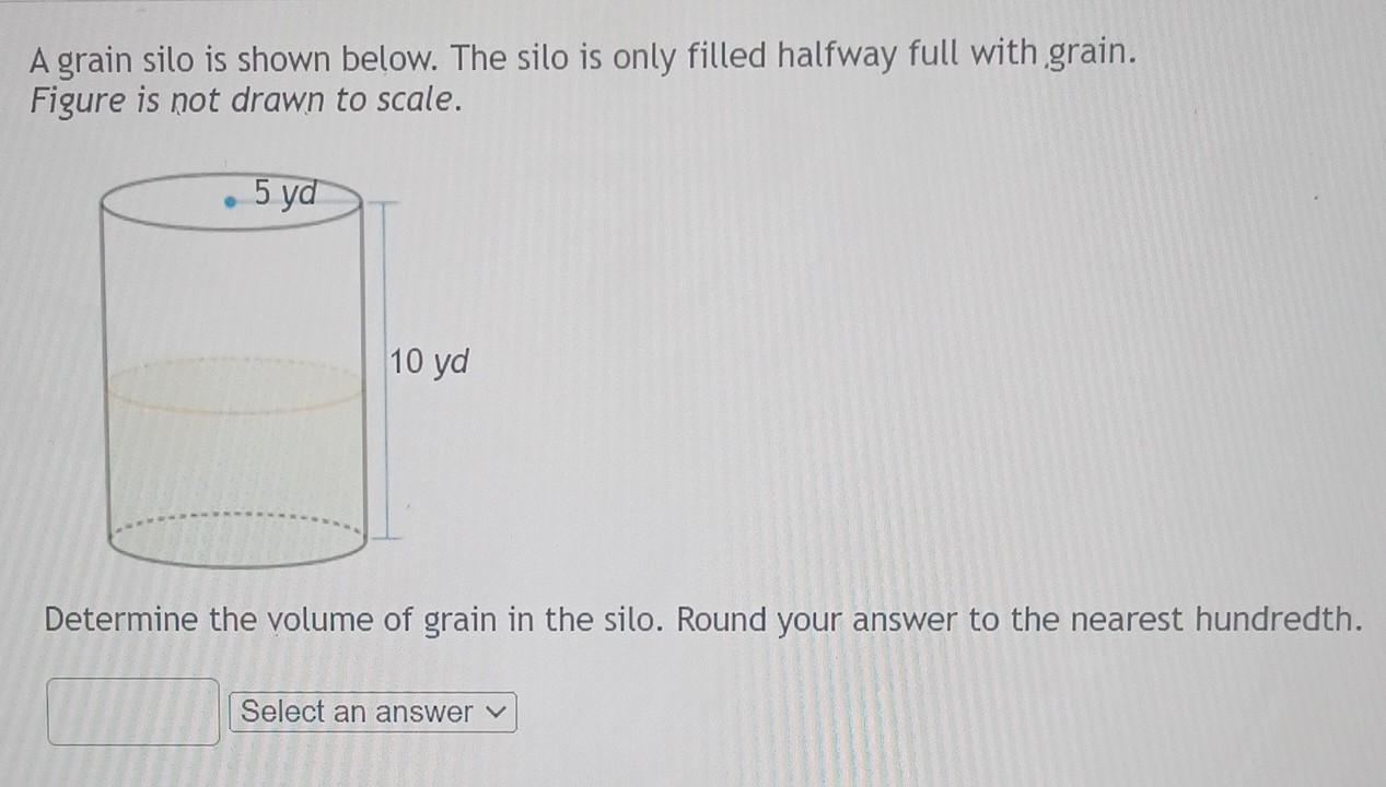 Solved A grain silo is shown below. The silo is only filled