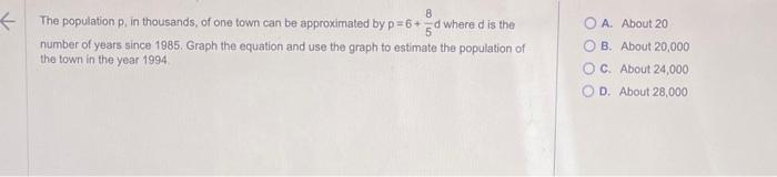 Solved The population p, in thousands, of one town can be | Chegg.com