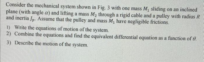 Solved Consider the mechanical system shown in Fig. 3 with | Chegg.com